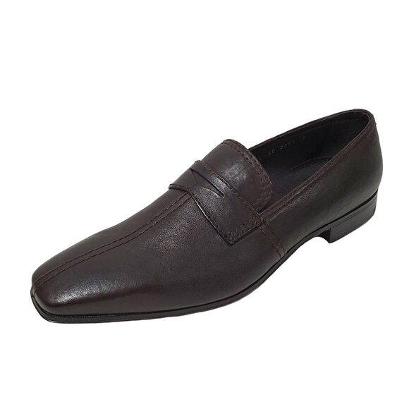 PRADA SHOES MENS CLASSIC PENNY LOAFERS BROWN MORO LEATHER sz 9 / 10 US - Picture 1 of 14